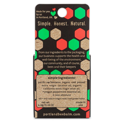Portland Bee Balm All Natural Handmade Lip Balm – Unscented & Oregon Mint + Rose Assortment (3 Count)