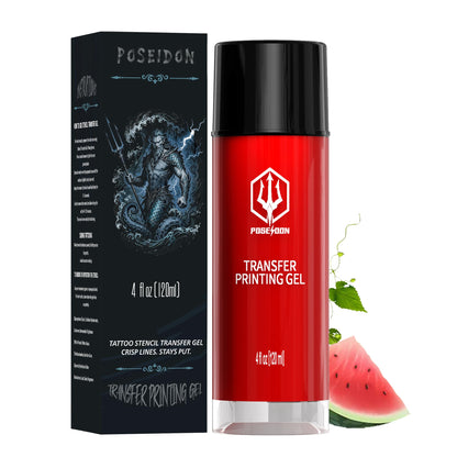 POSEIDON Tattoo Stencil Transfer Gel 4 oz — Crystal-Clear, Long-Lasting, Watermelon Scent