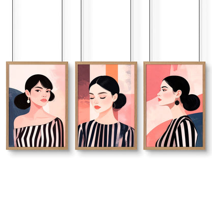 Poster Frame Large | Set of 3 Boho Women Wall art Prints