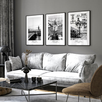 Posters for living room | set of 3 Paris wall art prints