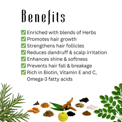Power of Herbs Moringa Rosemary Ayurvedic Hair Oil - 2 oz, Made in USA