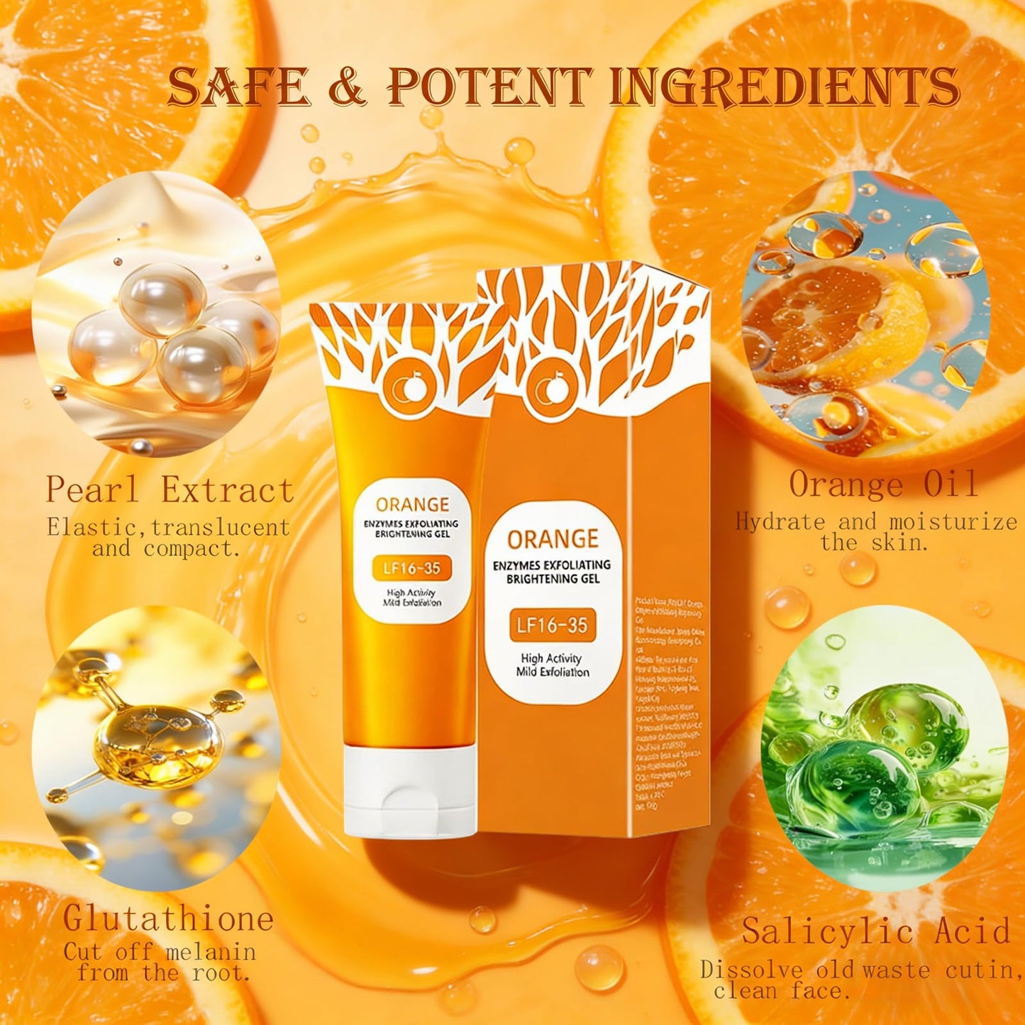 POYICGS Orange Exfoliating Gel – Deep Clean Pores, Remove Blackheads & Moisturize Skin