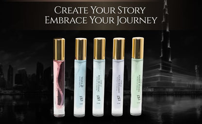 Prince Parfums Dubai – Men’s Discovery Kit: 5 x 10ml Extrait de Parfum Sprays (Wafa, Majestic Oudh, Bois de Guaiac, Azura Bergamot, Amber Woods)