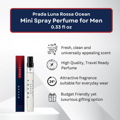 Prada Luna Rossa Ocean Le Parfum Travel Spray 0.33 oz – Men's Fragrance by Prada