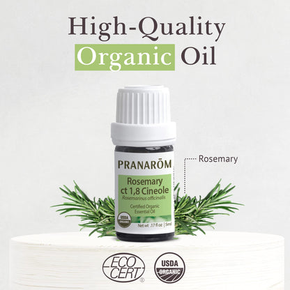 Pranarom USDA Certified Organic Rosemary Cineole Essential Oil (5ml) – 100% Pure Therapeutic Grade