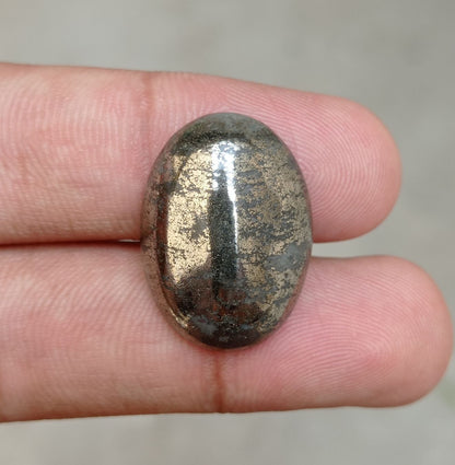 31.8ct Natural Pyrite Cabochon - Iron Pyrite Crystal - Fool's Gold Gemstone - August Birthstone -25x18x6mm