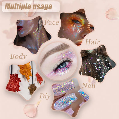 Prehot Face & Body Glitter Gel – Chunky Sparkles for Face & Hair