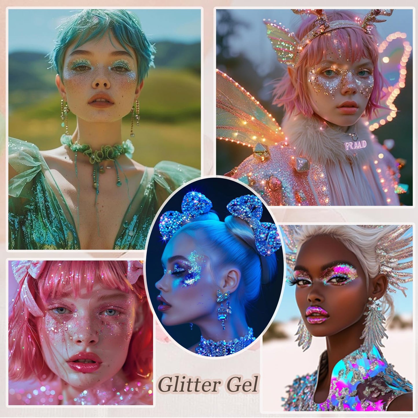 Prehot Face Body Glitter Gel – Chunky Multicolor Glitter for Face, Hair & Body