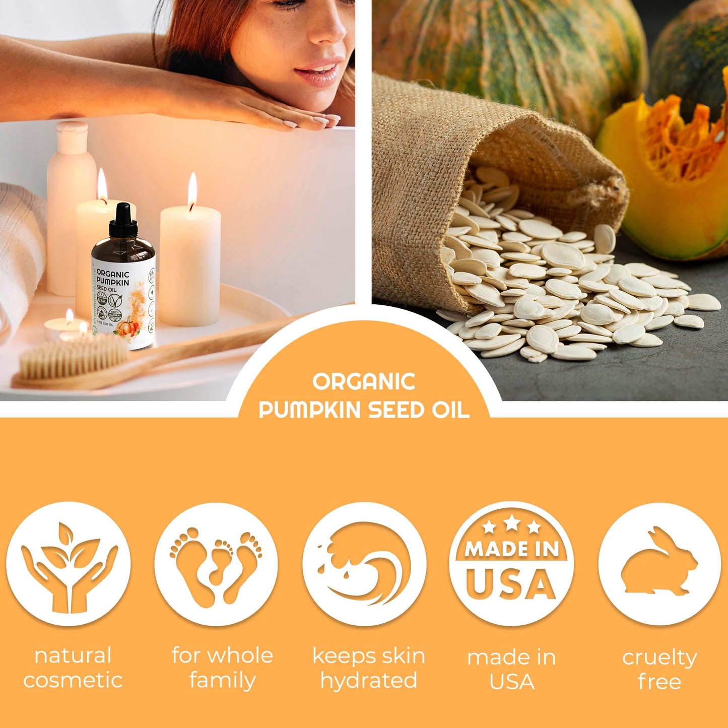 Premium Nature Organic Pumpkin Seed Oil – Cold-Pressed & Unrefined, 4oz, 100% Pumpkin Seed for Skin & Hair
