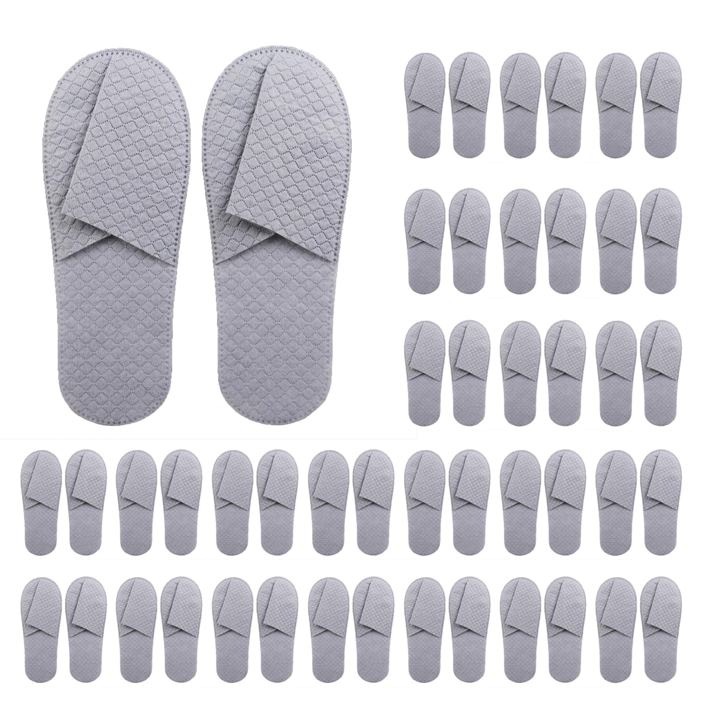 16 Pack Premium Spa Slippers – Cooling, Breathable, Non-Slip for Hotels, Travel & Home (Gray)