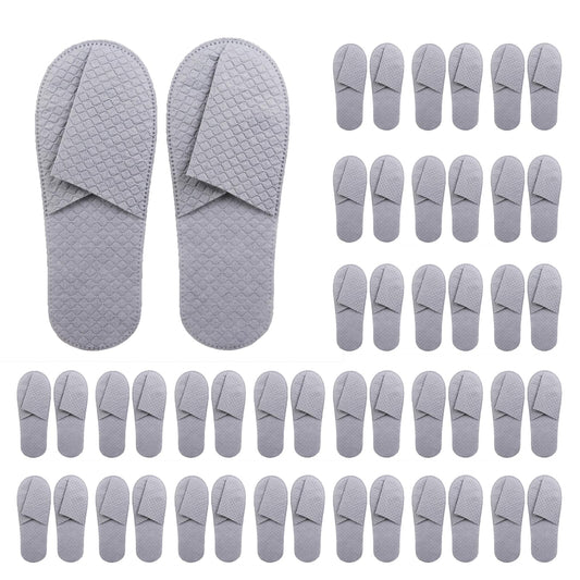 16 Pack Premium Spa Slippers – Cooling, Breathable, Non-Slip for Hotels, Travel & Home (Gray)