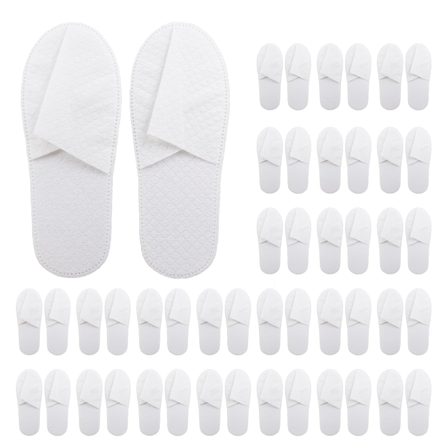 16 Pack Premium Spa Slippers - Cooling Breathable Non-Slip Hotel-Quality Travel Slippers with Transparent Pouch (White)