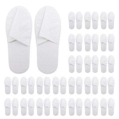 16 Pack Premium Spa Slippers - Cooling Breathable Non-Slip Hotel-Quality Travel Slippers with Transparent Pouch (White)