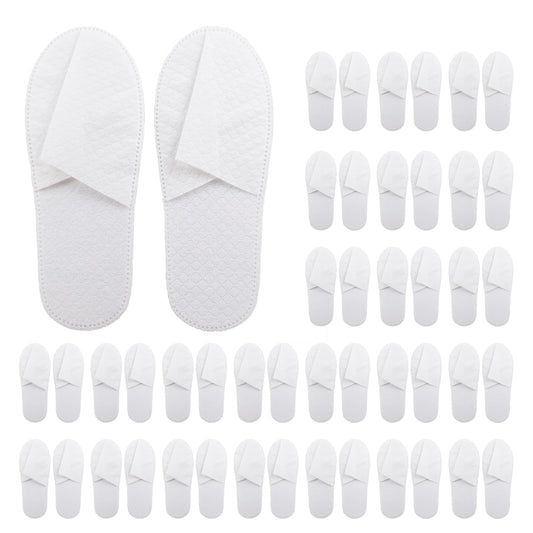 16 Pack Premium Spa Slippers - Cooling Breathable Non-Slip Hotel-Quality Travel Slippers with Transparent Pouch (White)