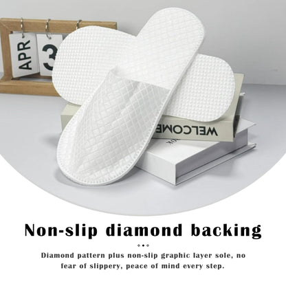 16 Pack Premium Spa Slippers - Cooling Breathable Non-Slip Hotel-Quality Travel Slippers with Transparent Pouch (White)