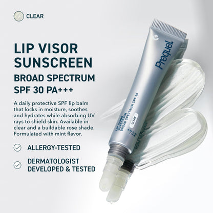 Prequel Skin Lip Visor SPF 30 Lip Balm – Mint, Clear, Non-Sticky, 2-Pack