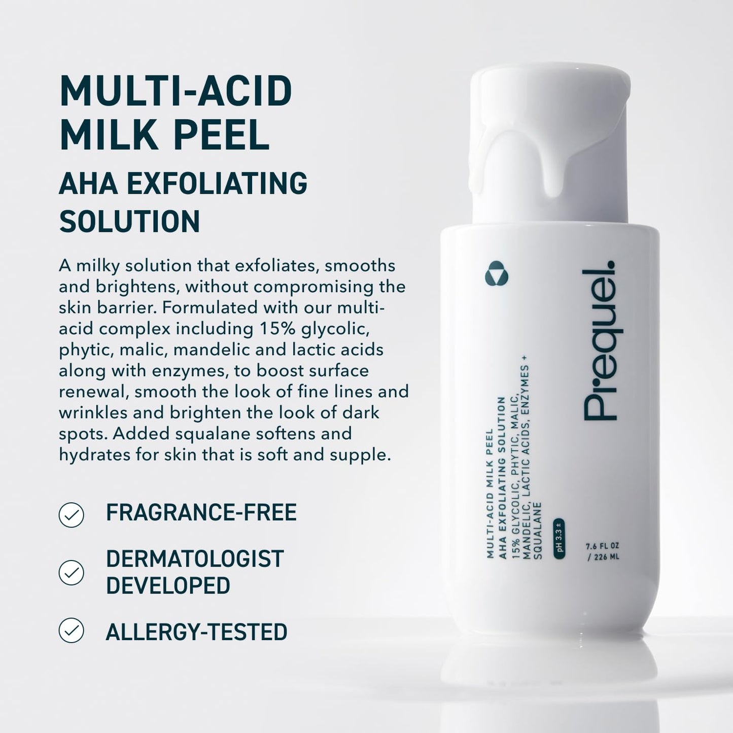 Prequel Skin Multi-Acid Milk Peel – 15% Glycolic Exfoliant with Lactic Acid & Enzymes, 7.6oz