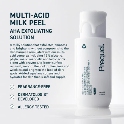Prequel Skin Multi-Acid Milk Peel – 15% Glycolic Exfoliant with Lactic Acid & Enzymes, 7.6oz