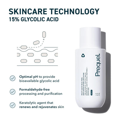 Prequel Skin Multi-Acid Milk Peel – 15% Glycolic Exfoliant with Lactic Acid & Enzymes, 7.6oz