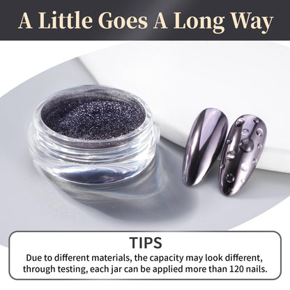 Pretty Diva Chrome Nail Powder – Silvery Black Mirror Finish for Nail Art