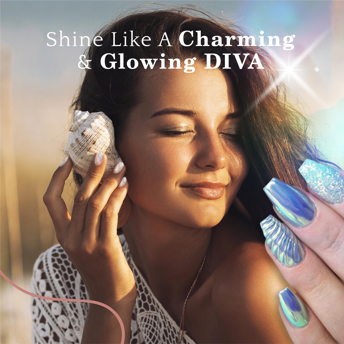 Pretty Diva Mermaid Chrome Nail Powder – Aurora Iridescent Unicorn Chrome Nail Pigment