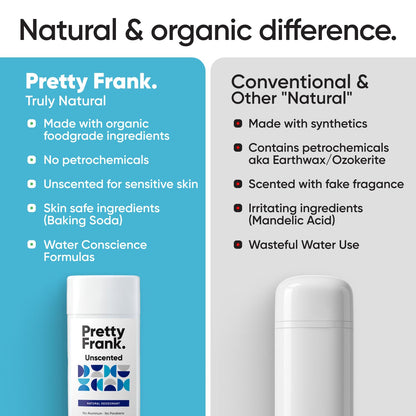 Pretty Frank Unscented Aluminum-Free Deodorant Stick – 2-Pack | All-Day Odor Control