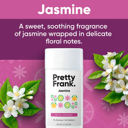 Pretty Frank Jasmine Aluminum-Free Deodorant Stick – All-Day Odor Control with Organic Ingredients