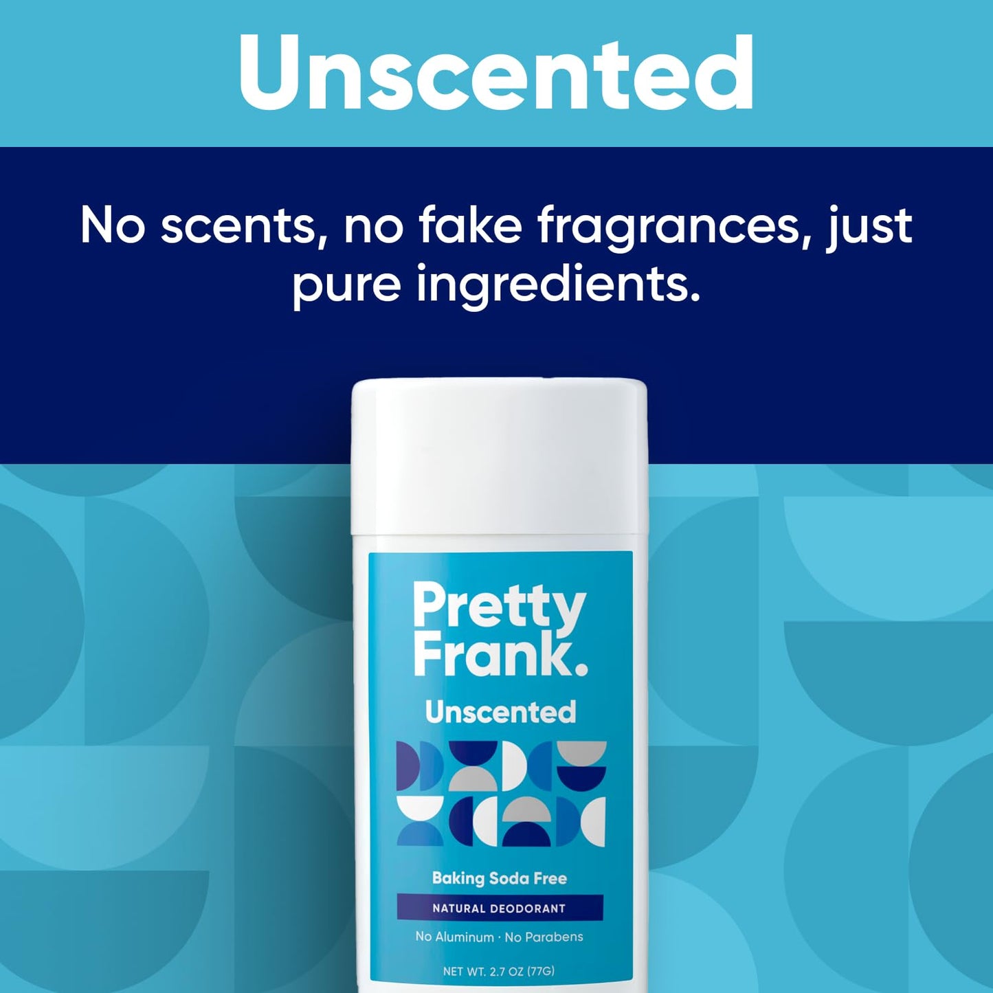Pretty Frank Aluminum-Free Deodorant Stick – Unscented, Baking Soda-Free (2-Pack)