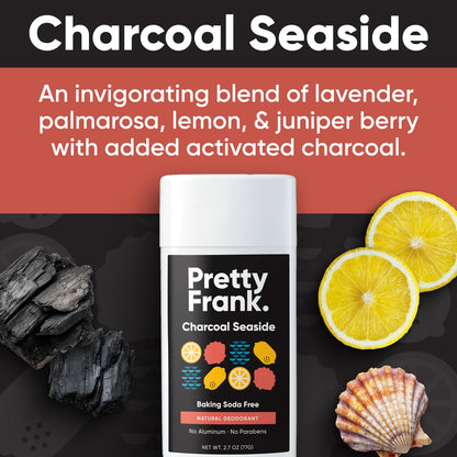 Pretty Frank Charcoal Seaside Aluminum-Free Deodorant | Baking Soda-Free for Sensitive Skin (1-Pack)