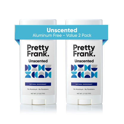 Pretty Frank Unscented Aluminum-Free Deodorant Stick – 2-Pack | All-Day Odor Control