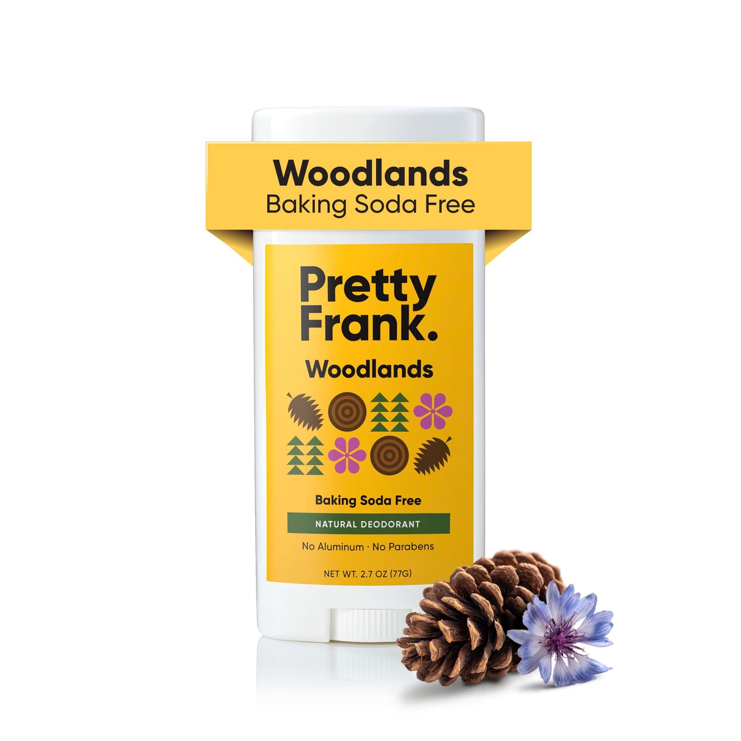 Pretty Frank Natural Aluminum-Free Deodorant Stick – Woodlands, Baking Soda-Free for Sensitive Skin