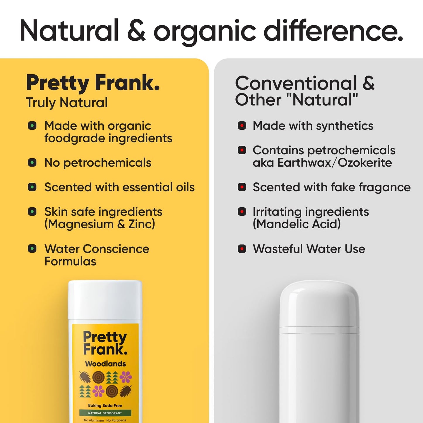 Pretty Frank Woodlands Aluminum-Free Deodorant Stick – Baking Soda-Free, 2-Pack