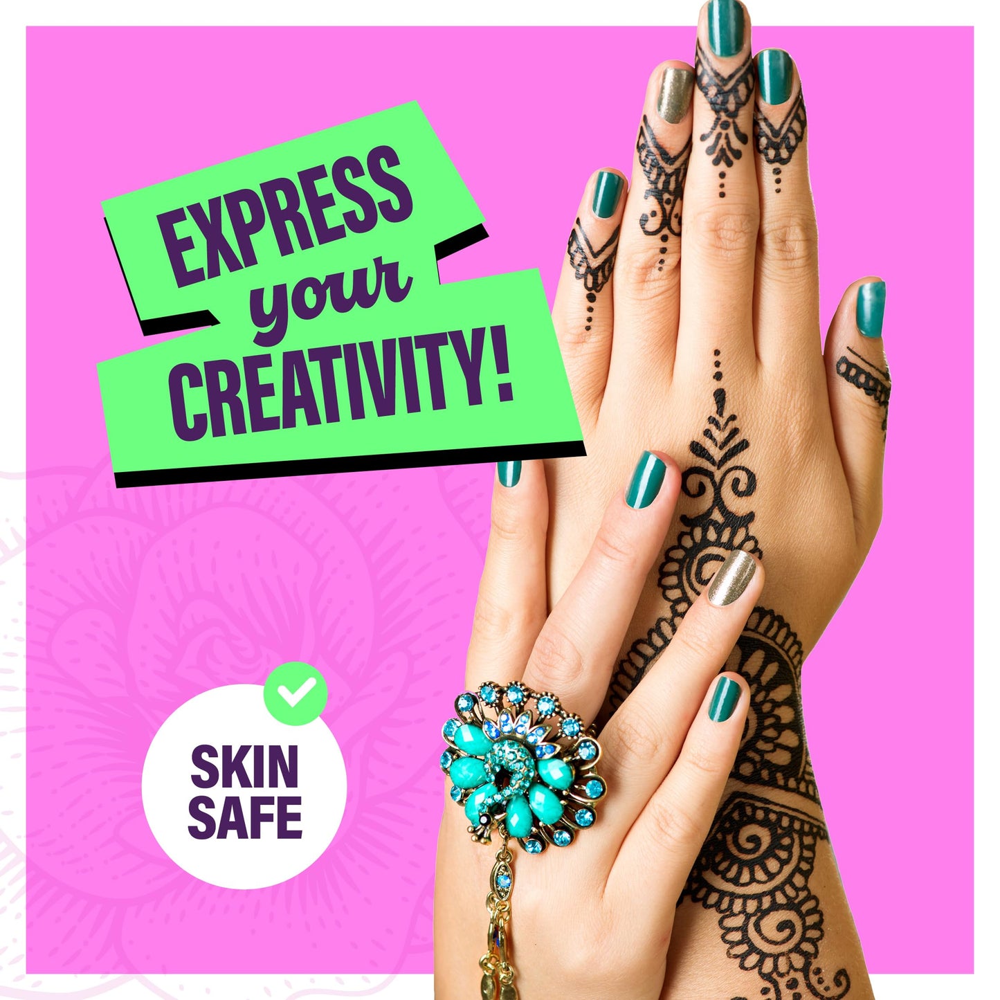 Pretty Me Temporary Tattoos Markers Kit – 6 Vivid Pens + 10 Stencils for Teens & Adults