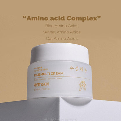 PRETTYSKIN Rice Amino Acid Multi Moisturizing Cream | 4-in-1 Toner, Emulsion, Serum & Cream