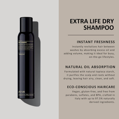 PREVIA Extra Life Dry Shampoo | Instant Refresh with Tapioca Starch | 6.76 oz