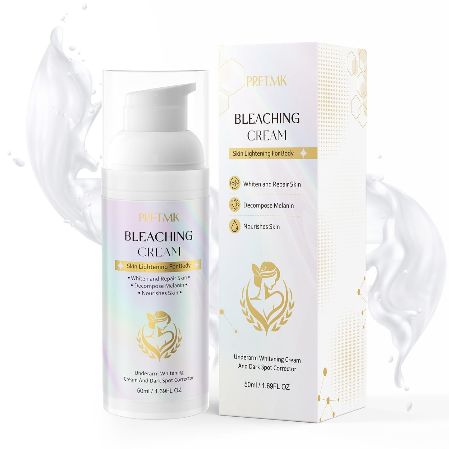 PRFTMK Skin Bleaching Cream with Vitamin C – Dark Spot Remover for Underarms, Elbows, Knees & Bikini Line (50ml)