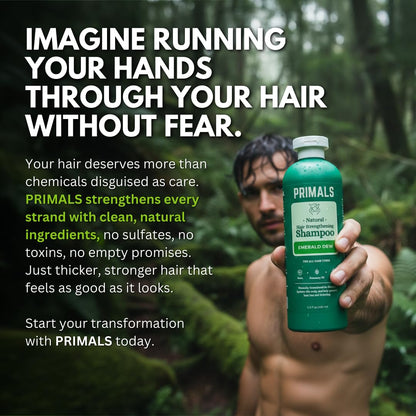 PRIMALS Hair Strengthening Shampoo – Caffeine, Biotin & Raw Honey | Natural, Sulfate-Free Formula