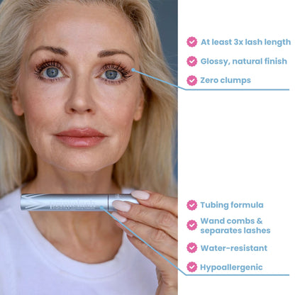 Prime Prometics PrimeLash Mascara – Volumizing, Lengthening for Mature Lashes (Black) | Hypoallergenic, Clump-Free