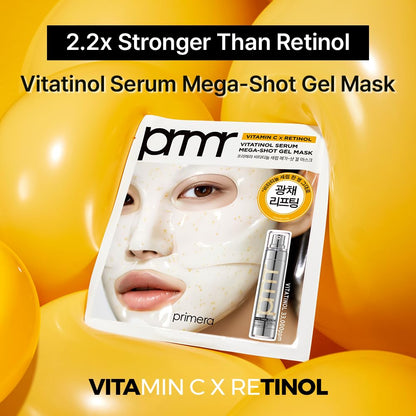 Primera PRMR Vitatinol Serum Gel Mask | Overnight Melting Mask with Vitamin C & Retinol – Pore Tightening, Hydration & Firming (34g x 4)