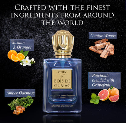 Prince Parfums Dubai Bois de Guaiac Extrait de Parfum for Men – Exotic Woods, Citrus & Amber