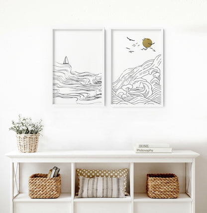 Paintings of beach | set of 2 wall art prints