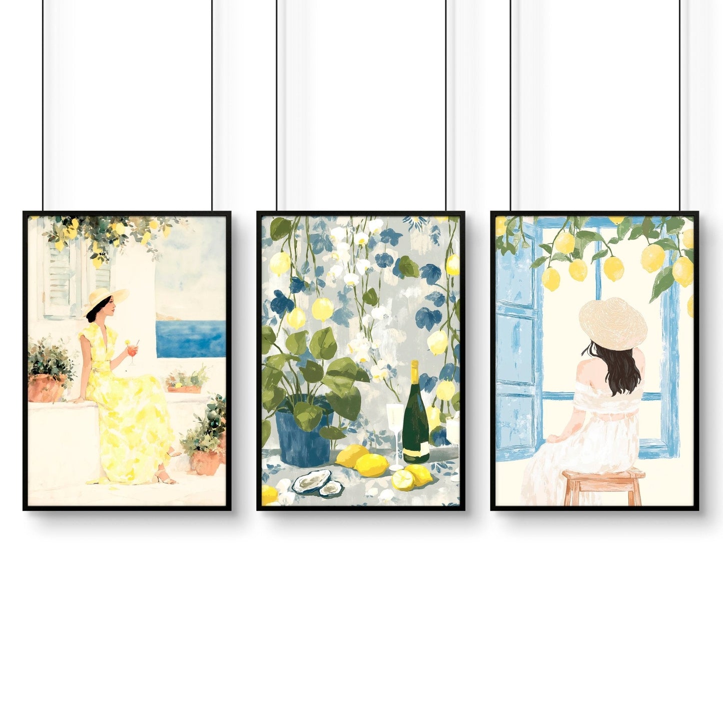 Prints of Lemons | Set of 3 Italian Lifestyle Wall art Prints