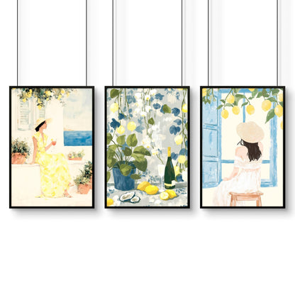 Prints of Lemons | Set of 3 Italian Lifestyle Wall art Prints