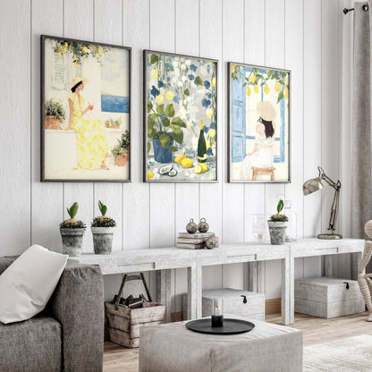 Prints of Lemons | Set of 3 Italian Lifestyle Wall art Prints