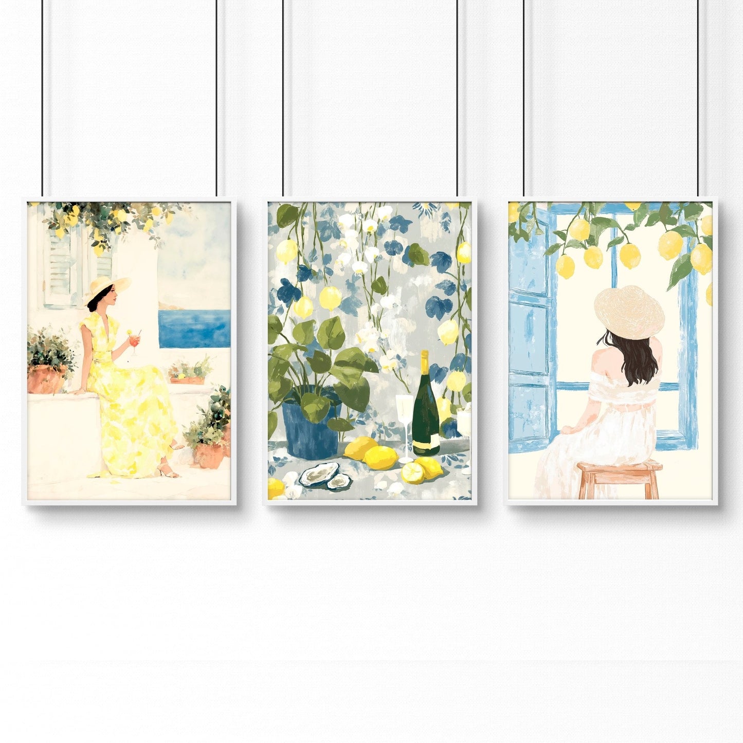 Prints of Lemons | Set of 3 Italian Lifestyle Wall art Prints