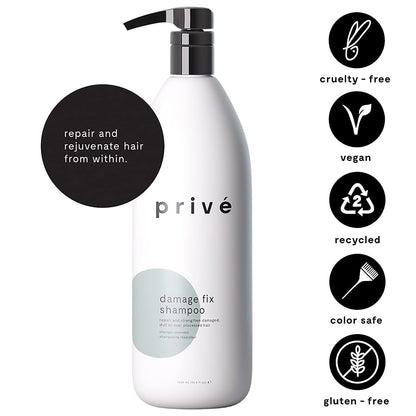 Privé Damage Fix Shampoo – Sulfate-Free Repair for Damaged Hair (33.8 oz)