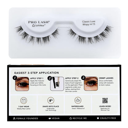 Pro Lash SoftWear Professionally Styled Lash Clusters – 7-Day Waterproof Lashes No. 15 Black