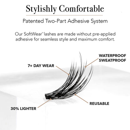 Pro Lash SoftWear Starter Lash Clusters Kit – Seamless 7‑Day Lashes (XL No.12 Black)