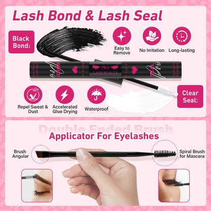 PRO LASHBEAUTY Manga Lash Clusters Kit – Anime Lash Volume with Ultra-Thin Band and Bond & Seal