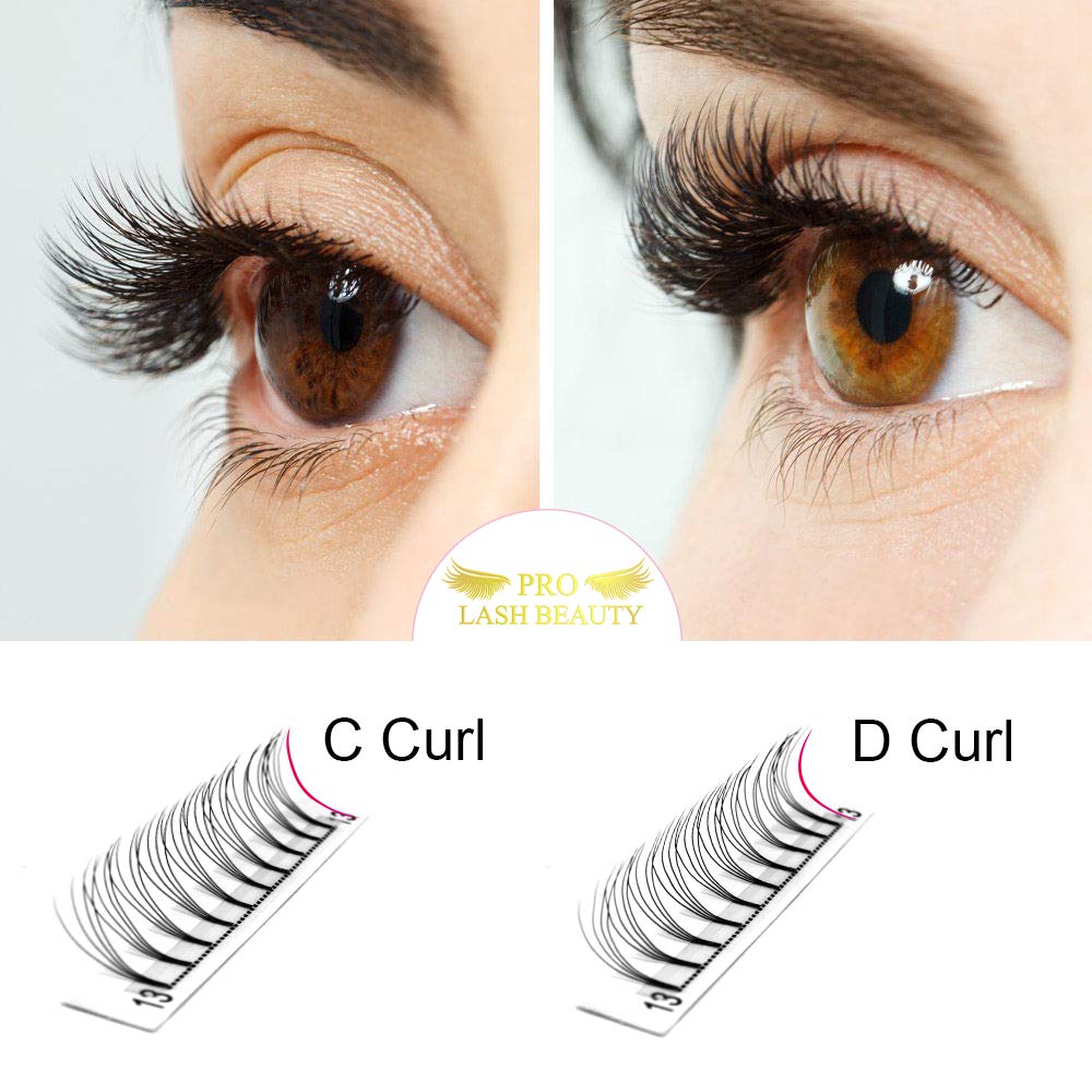PRO LASHBEAUTY Premade Fans Eyelash Extensions 4D-D-0.10 | Short Stem, 9–20 mm